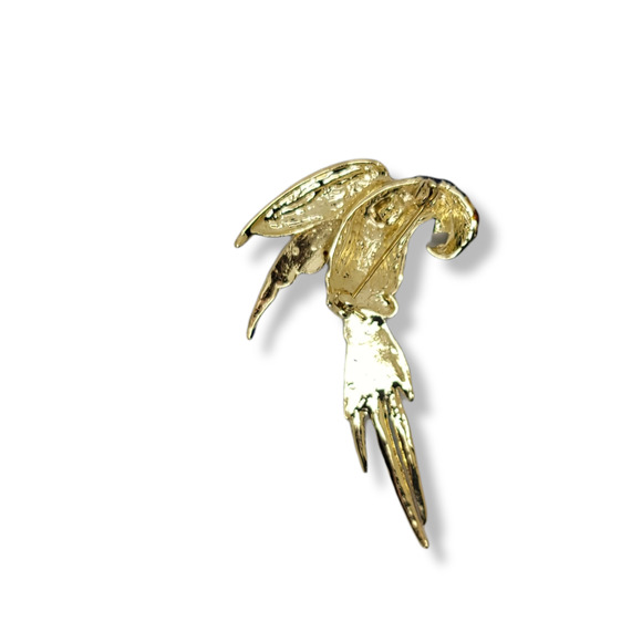 Goldtone Multicolor Exotic Tropical Macaw New World Parrot Brooch Pin - Picture 3 of 4
